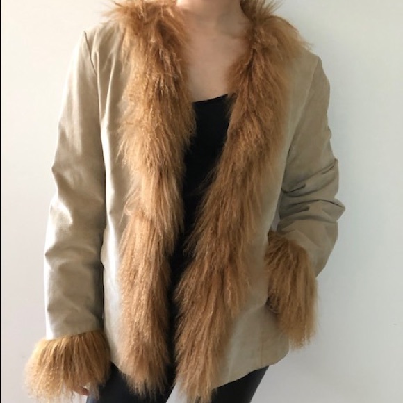 brandon thomas Jackets & Blazers - Brandon Thomas Suede jacket with Fur Trim